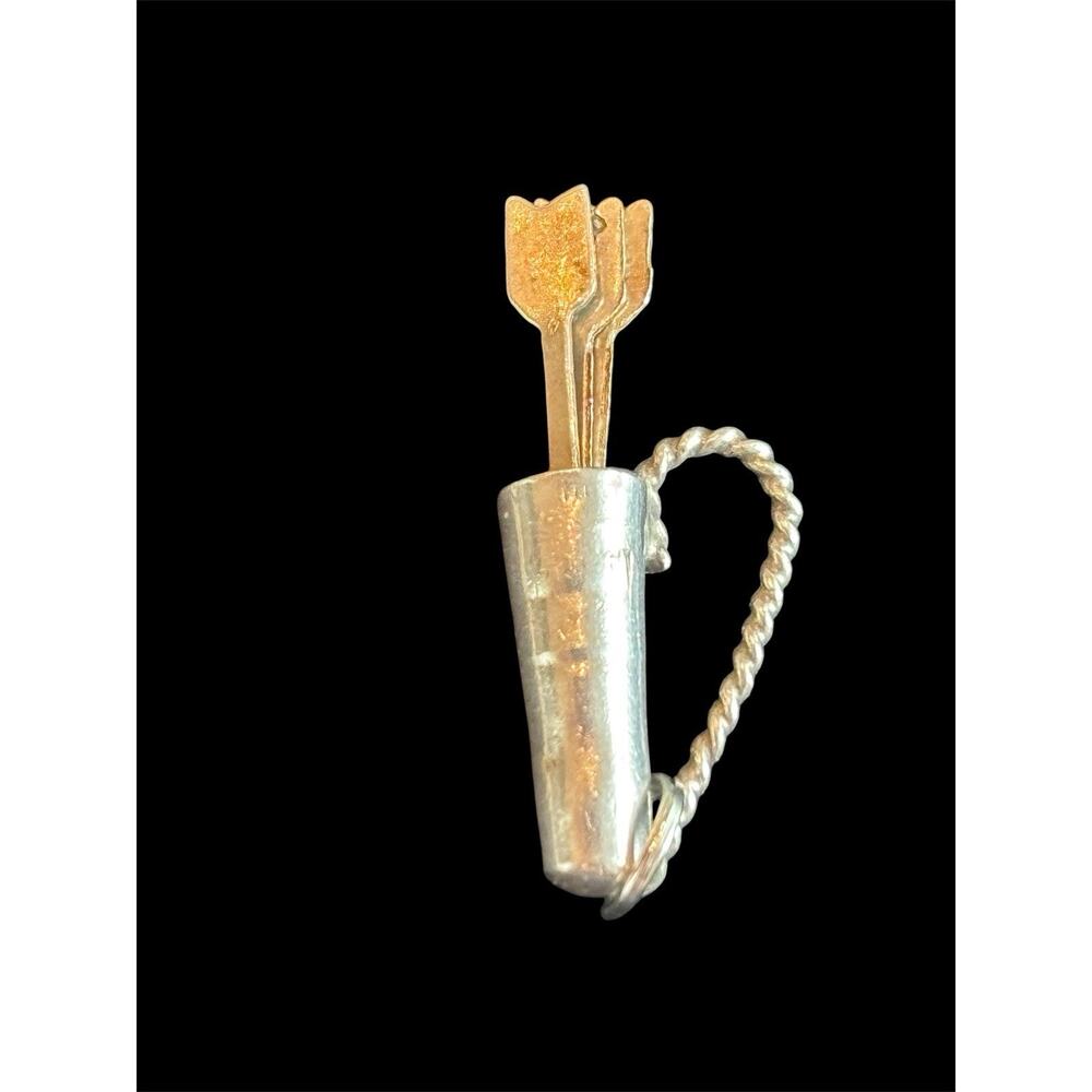 Vtg MCM Sterling Silver Cupid Quiver With Arrows Articulated Charm 925